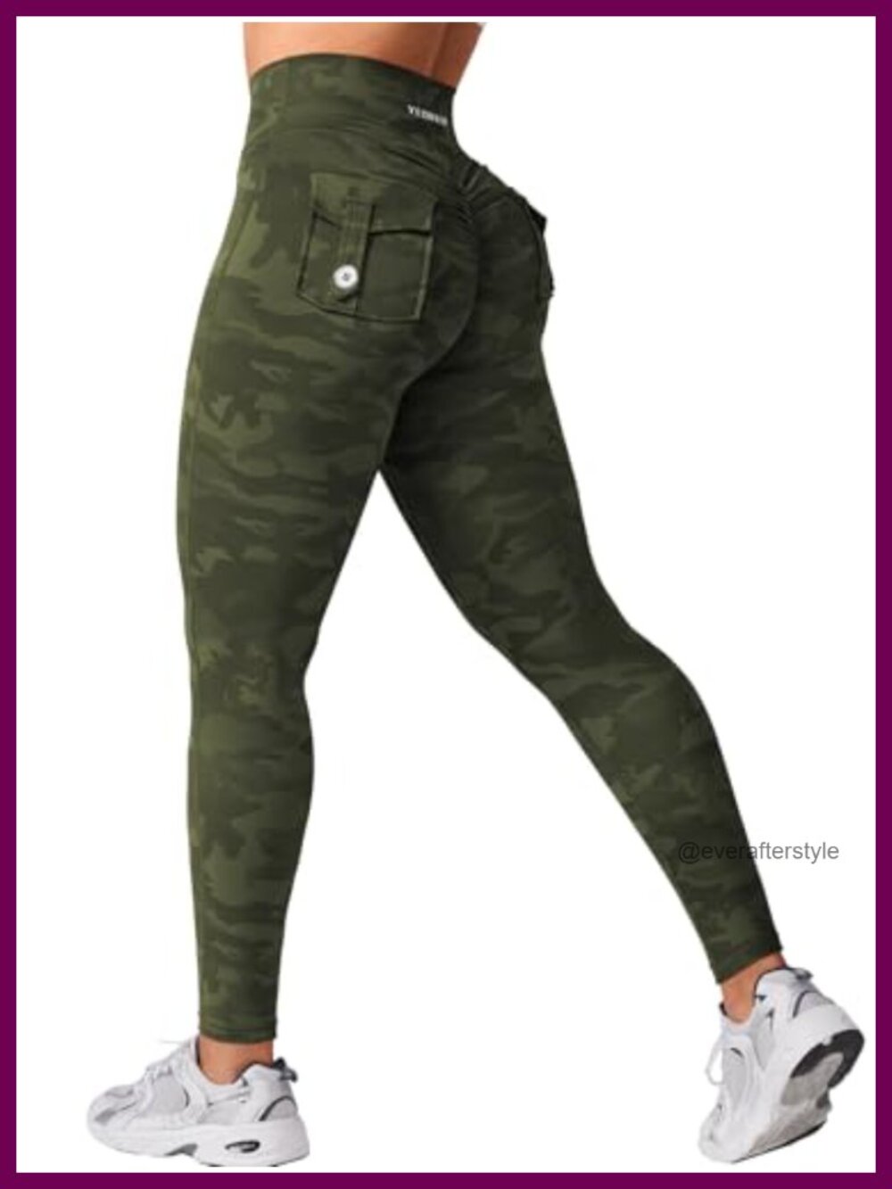 High Waisted Scrunch Butt Leggings with Pockets, V Cross Waist, Workout Yoga Gym